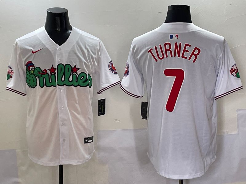 Men Philadelphia Phillies #7 Turner White three generations Joint Name Nike 2025 MLB Jersey style 1